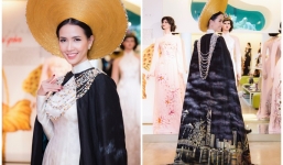 NTK Đinh Văn Thơ thiết kế áo dài cho Phan Thị Mơ đi thi Hoa hậu