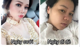 So sánh loạt ảnh lúc cưới và khi đi đẻ, nhiều người không khỏi thảng thốt bởi các chị em như 2 người hoàn toàn khác biệt