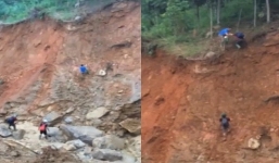 Thầy giáo huyện vùng cao Yên Bái đu dây, vượt vách núi thăm trường sau lũ dữ