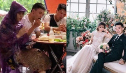 Cô dâu diện nguyên combo nón lá, dép tổ ong, áo mưa kín người trong ngày cưới khiến dân mạng bật cười