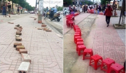 Người dân Hà Tĩnh đặt gạch, ghi tên lên ghế chờ mua vé xem bóng chuyền VTV Cup