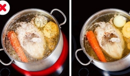 Được đầu bếp chỉ giáo bí quyết, tôi nấu nước hầm xương “lên tay” hẳn, nước trong vắt như gương không vẩn đục