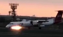 Hỏng càng đáp, máy bay Peru mài bụng tóe lửa trên đường băng