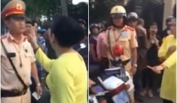 Chồng bị yêu cầu giữ xe, vợ chống tay chửi bới, xúc phạm CSGT