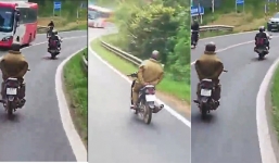 Người 'làm xiếc' trên đèo Prenn Đà Lạt không có giấy phép lái xe máy