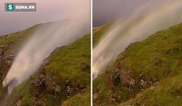 Kỳ thú, hiếm thấy: Thác nước bất ngờ chảy ngược hướng lên trời