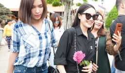 Nhã Phương diện áo đen che dáng, khéo léo giấu vòng hai lớn bất thường khi đi cúng Tổ