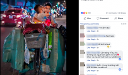 Cái hôn ấm áp của cậu bé dành cho mẹ trên chiếc xe đạp cũ chất đầy ve chai trong đêm Trung thu khiến nhiều người rưng rưng