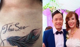 Nối gót vợ 61 tuổi, chú rể 26 tuổi xăm tên cô dâu lên ngực cùng chiếc lông vũ