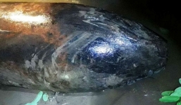 Bất ngờ phát hiện quả bom dài hơn một mét nằm dưới suối ở Thanh Hoá