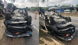 Mất lái, Phó GĐ Sở TN&MT đâm xe lật ngửa khiến vợ tử vong