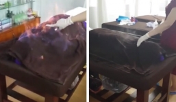 Clip nhân viên spa phủ tấm chăn tẩm cồn lên người khách rồi châm lửa: Phương pháp làm đẹp mới khiến nhiều người hoang mang?