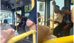 Hình ảnh đẹp trên MXH: Nam thanh niên làm điểm tựa cho cụ bà ngon giấc suốt hành trình trên xe buýt