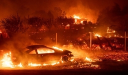 Người Mỹ khóc lóc, cầu xin Chúa khi lái xe qua biển lửa