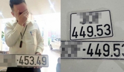 Người đàn ông tay ôm mặt vì lỡ bấm trúng biển số đại hạn 5349 khiến cư dân mạng phì cười