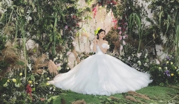 Hé lộ váy cưới tiền tỷ đẹp lung linh của Á hậu Thanh Tú