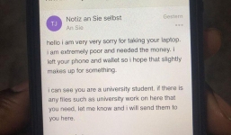 Hy hữu: Tên trộm có tâm gửi thư xin lỗi nạn nhân sau khi bị cuỗm đi laptop