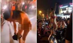 Hotgirl đi bão lột sạch đồ giữa đám đông, lấy cờ Tổ quốc che hờ hững vòng 1 khiến nhiều người nhức mắt