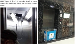 Thang máy chung cư Linh Đàm bị bục trần, rơi dây dẫn khiến cư dân khiếp sợ