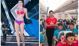 Nữ tiếp viên đi cùng tuyển AFF Cup VN từng thi Hoa hậu Việt Nam