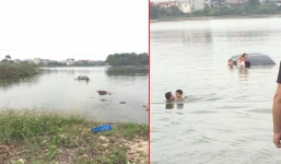 Để vợ tập lái xe, cả ba người lao xuống hồ ở ĐH Nông Lâm- Bắc Giang