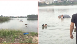 Bi hài: Cho vợ tập lái xe khiến cả gia đình cùng lao xuống hồ