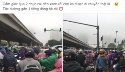 Dân mạng chia sẻ cảnh tắc đường kinh hoàng ở Hà Nội sáng ngày mưa