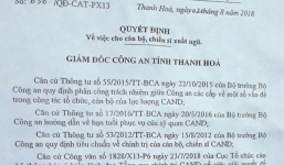 Lý do bất ngờ khiến Trung úy công an ở Thanh Hóa bị cho xuất ngũ