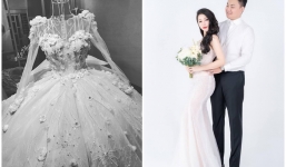 Hot girl đời đầu Vân Navy tự thiết kế váy cưới cho chính mình, đính 999 đóa hồng