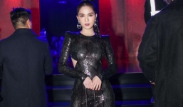 Ngọc Trinh chơi trội với váy xuyên thấu, xẻ lườn dự Milan Fashion Week