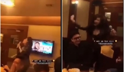 Nhảy nhót, đùa cợt chồng khi hát ca khúc của Văn Mai Hương, Á hậu Tú Anh 'tuyên chiến' với tình địch cũ?