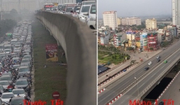 Hình ảnh so sánh trước và sau cho thấy đường phố Hà Nội khác biệt đến lạ thường khi bước sang ngày đầu năm mới