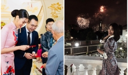 Lan Khuê khoe Tết đầu tiên làm dâu nhà giàu, ngồi lâu đài ngắm pháo hoa
