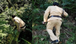 Đôi nam nữ đi xe máy lao xuống vực sâu tại Tam Đảo