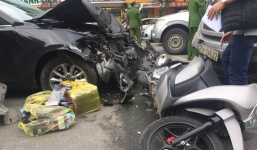 Xế hộp tông liên tiếp 2 xe máy trên phố Hà Nội, 1 người nhập viện
