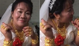 Giật mình nhan sắc cô dâu vàng đeo trĩu cổ ngày cưới