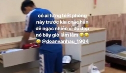 Thủ môn Bùi Tiến Dũng quay clip 'tố' Văn Hậu sống bừa bộn ở ký túc xá