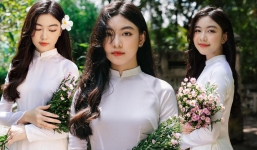 Con gái MC Quyền Linh gây 'sốt' mạng khi tung bộ ảnh ngẫu hứng với áo dài trắng 