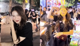Sợ bị đám đông bủa vây, Hòa Minzy hóa trang 'quậy banh' phố đi bộ đêm Trung thu