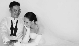 MC Liêu Hà Trinh chụp ảnh cưới màu đen trắng