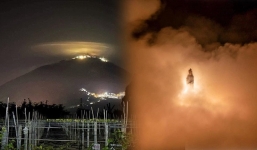 Chiêm ngưỡng hình ảnh mây dạ quang hiếm có xuất hiện trên đỉnh núi Bà Đen 