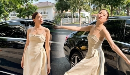 Hoàng Thùy Linh xả ảnh khoe vai trần nõn nà bên xế sang đắt tiền, nhan sắc tuổi U40 gây u mê 