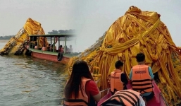 Bảo tháp Phật giáo 700 năm tuổi bất ngờ 'đội nước' nổi lên giữa lòng sông Mê Kông