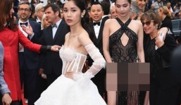 Thêm một 'gà cưng' Khắc Tiệp diện váy xuyên thấu trên thảm đỏ Cannes