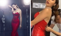 Hoa hậu Kỳ Duyên tiếp tục lộ thân hình kém săn chắc khi chưa photoshop