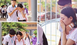 Khoảnh khắc đẹp thi THPT quốc gia 2019: Nữ sinh bật khóc được bạn nam vỗ về an ủi