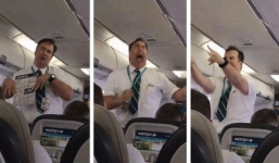 Tiếp viên hàng không hướng dẫn thắt dây an toàn khiến hành khách cười 'đau bụng'