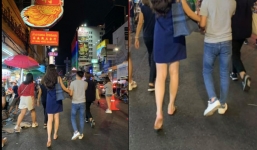 Đàm Thu Trang gây sốt khi đi chân đất bên Cường đô la trên phố