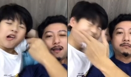 Con trai Hứa Minh Đạt bị bố 'đánh tới tấp', biểu cảm khuôn mặt mới là tâm điểm