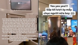 Chi Pu đứng xếp hàng lấy mẫu xét nghiệm Covid-19 khi vừa xuống máy bay